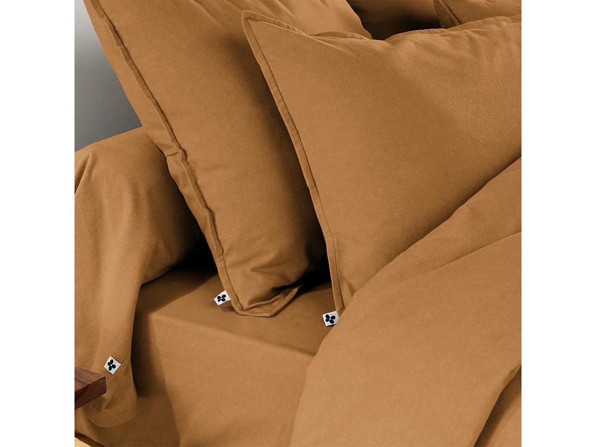 HEDDA - Taie d'Oreiller 50x70cm Flanelle de Coton Coloris Camel