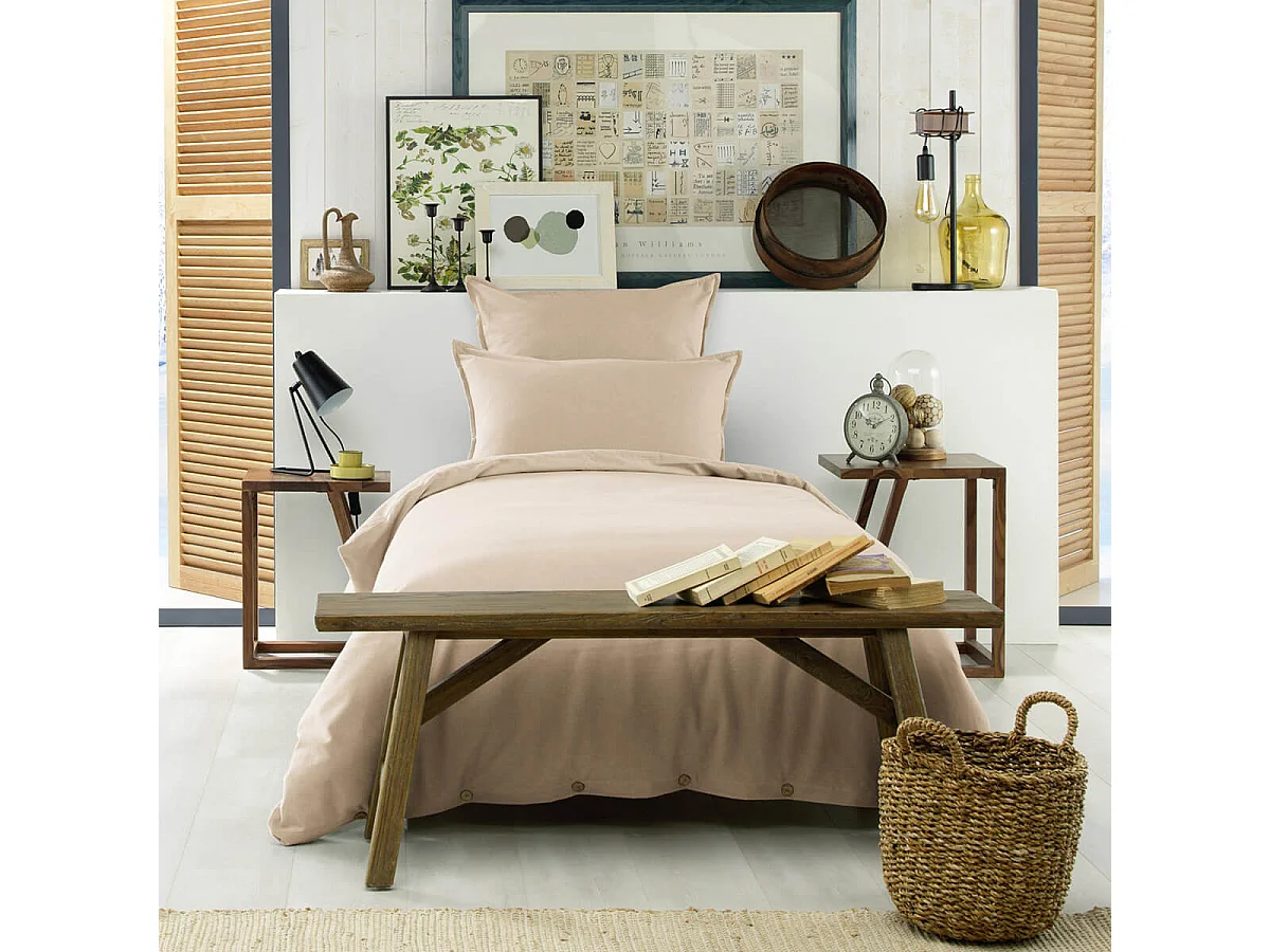 HEDDA - Taie d'Oreiller 50x70cm Flanelle de Coton Coloris Sable