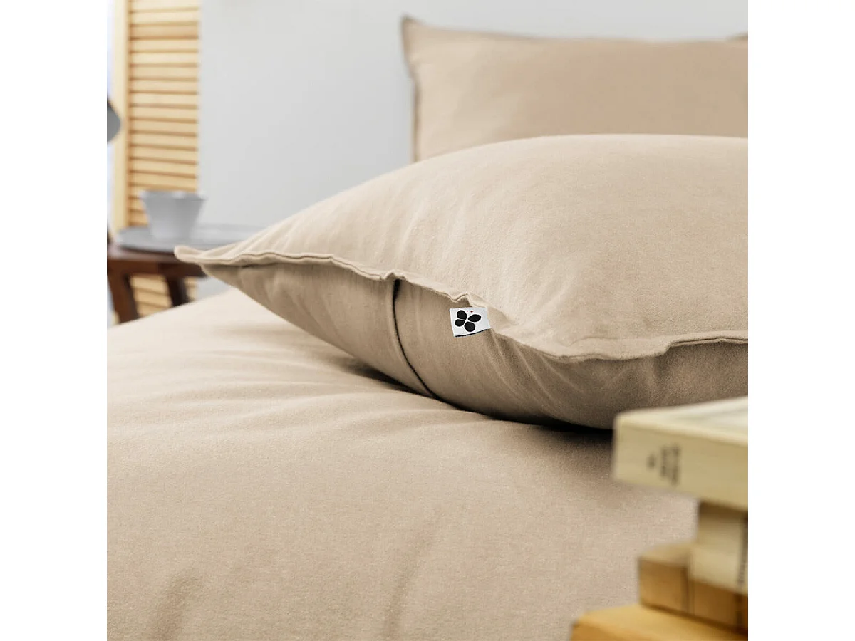 HEDDA - Taie d'Oreiller 50x70cm Flanelle de Coton Coloris Sable