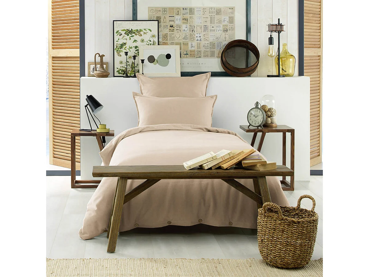 HEDDA - Taie d'Oreiller 63x63cm Flanelle de Coton Coloris Sable