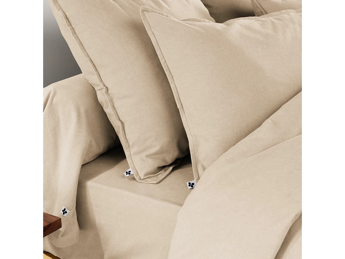 HEDDA - Taie d'Oreiller 63x63cm Flanelle de Coton Coloris Sable