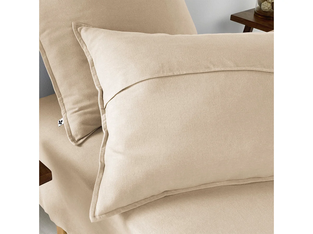 HEDDA - Taie d'Oreiller 63x63cm Flanelle de Coton Coloris Sable