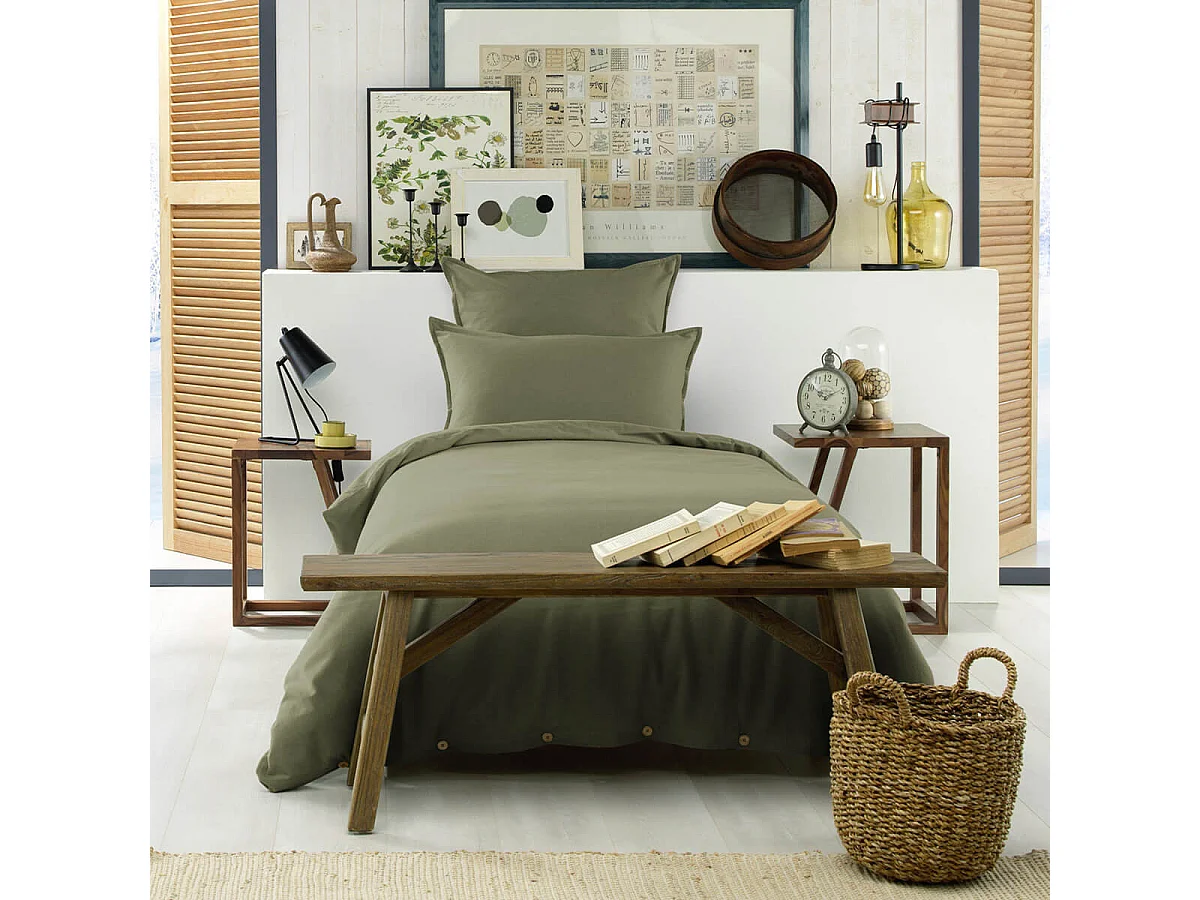 HEDDA - Taie d'Oreiller 50x70cm Flanelle de Coton Coloris Romarin