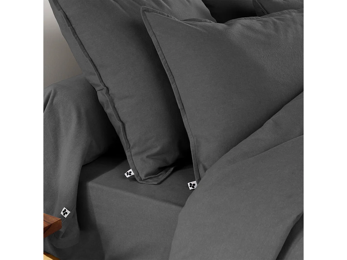 HEDDA - Taie d'Oreiller 50x70cm Flanelle de Coton Coloris Orage