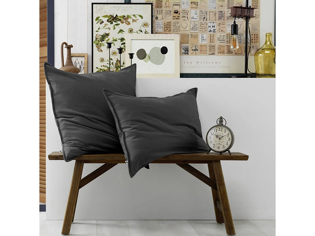 HEDDA - Taie d'Oreiller 50x70cm Flanelle de Coton Coloris Orage