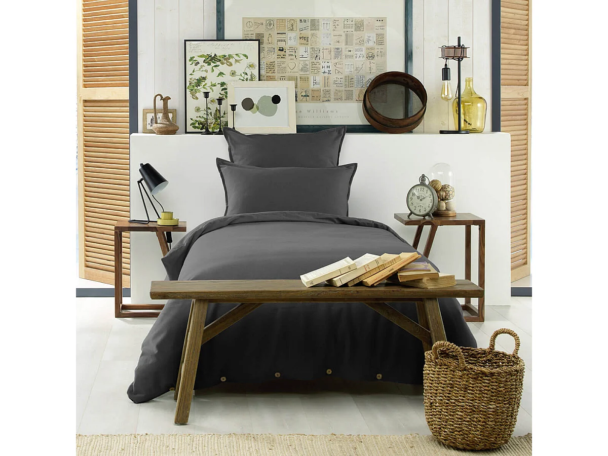 HEDDA - Taie d'Oreiller 50x70cm Flanelle de Coton Coloris Orage