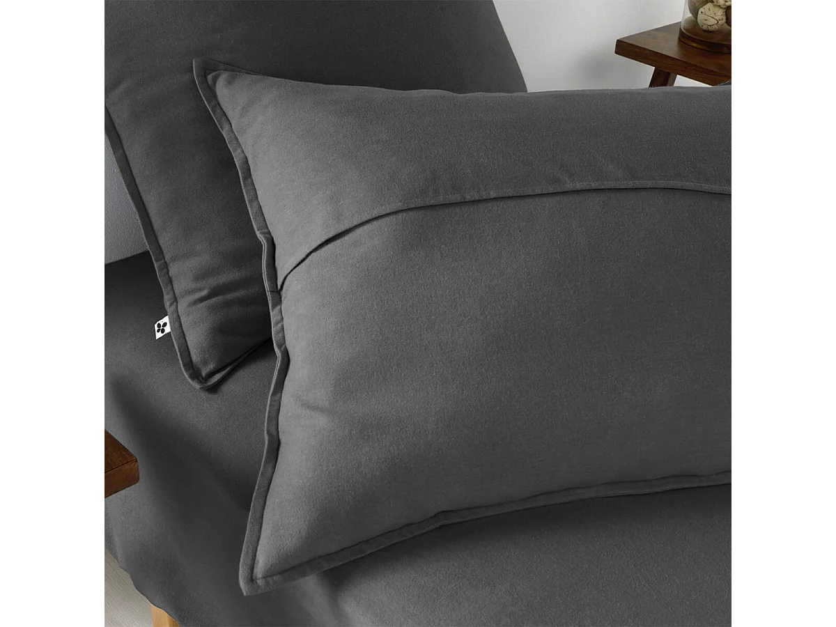 HEDDA - Taie d'Oreiller 50x70cm Flanelle de Coton Coloris Orage