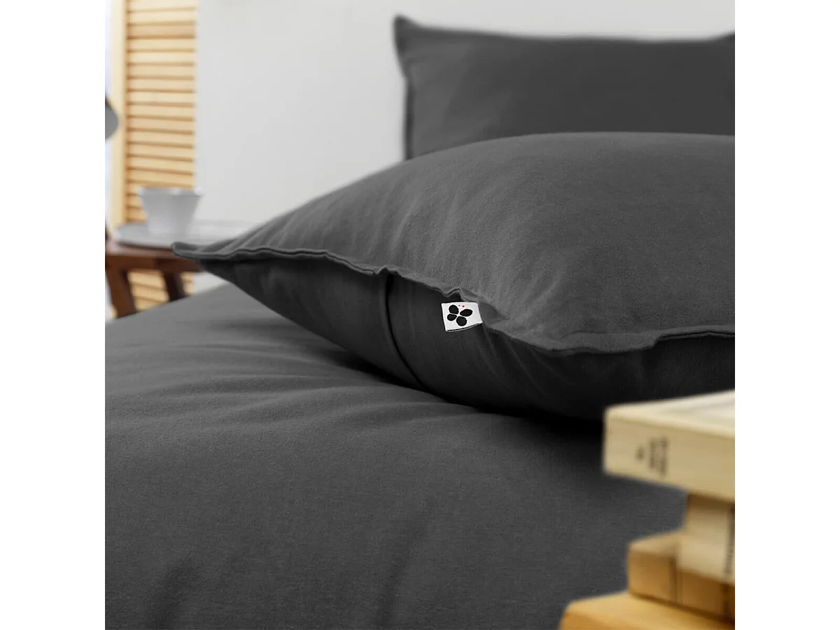 HEDDA - Taie d'Oreiller 50x70cm Flanelle de Coton Coloris Orage