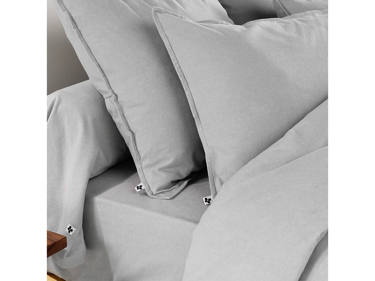 HEDDA - Taie d'Oreiller 50x70cm Flanelle de Coton Coloris Brume