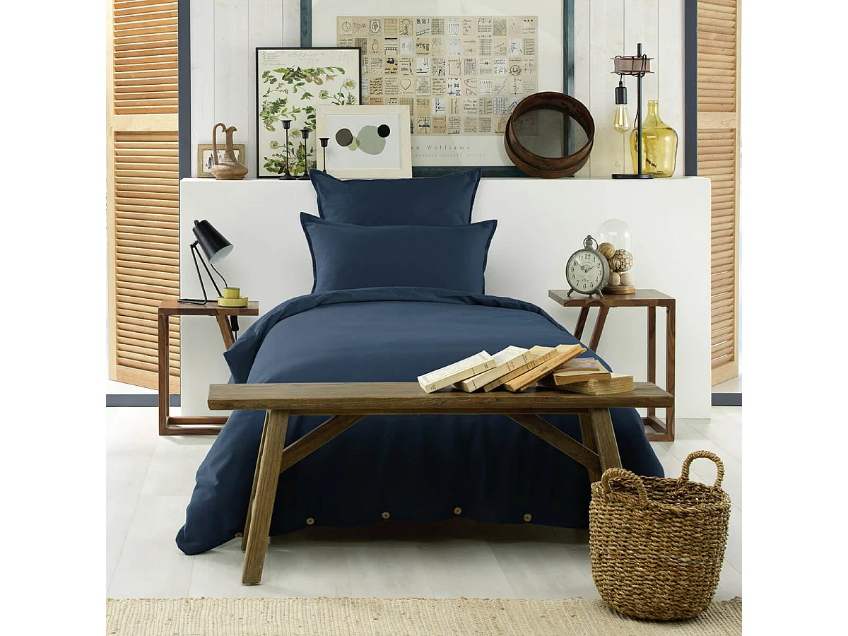 HEDDA - Taie d'Oreiller 63x63cm Flanelle de Coton Coloris Nuit