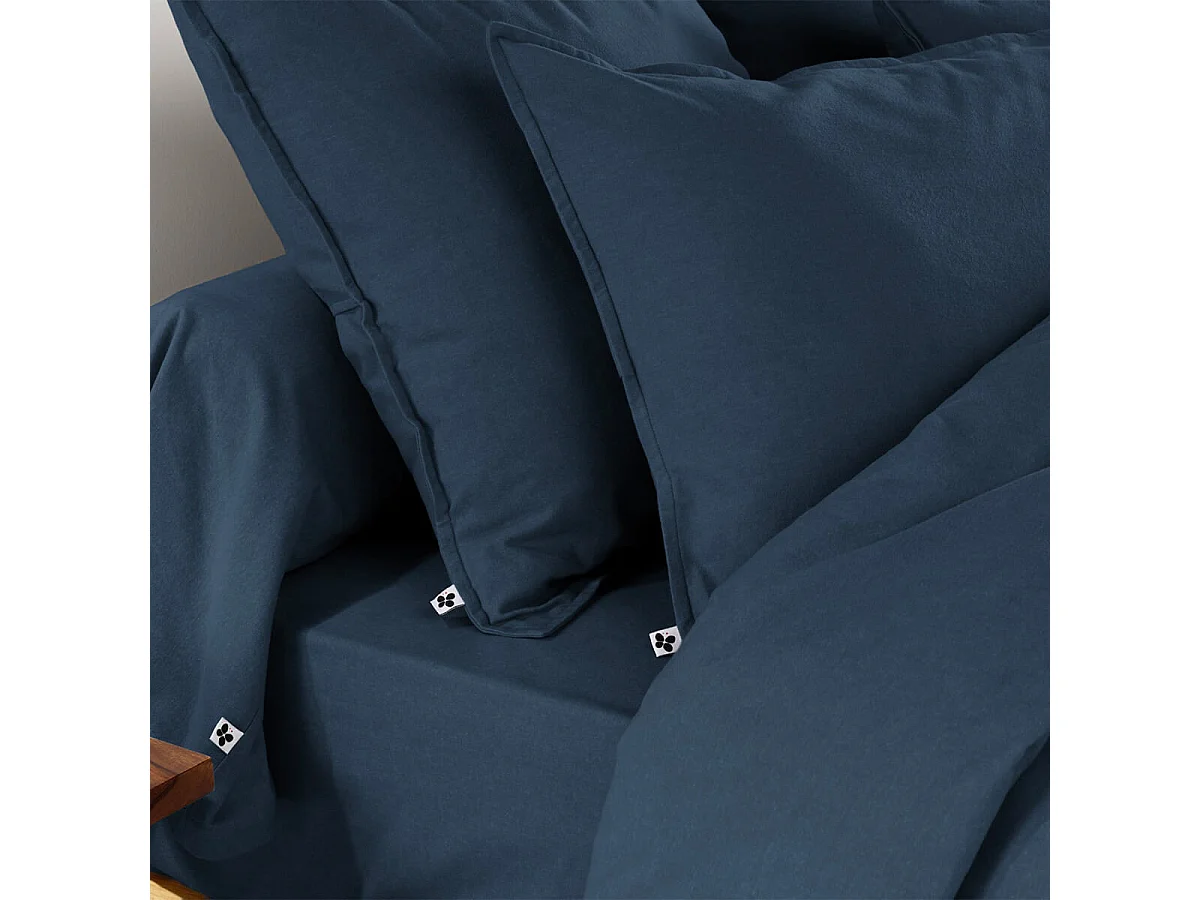 HEDDA - Taie d'Oreiller 63x63cm Flanelle de Coton Coloris Nuit
