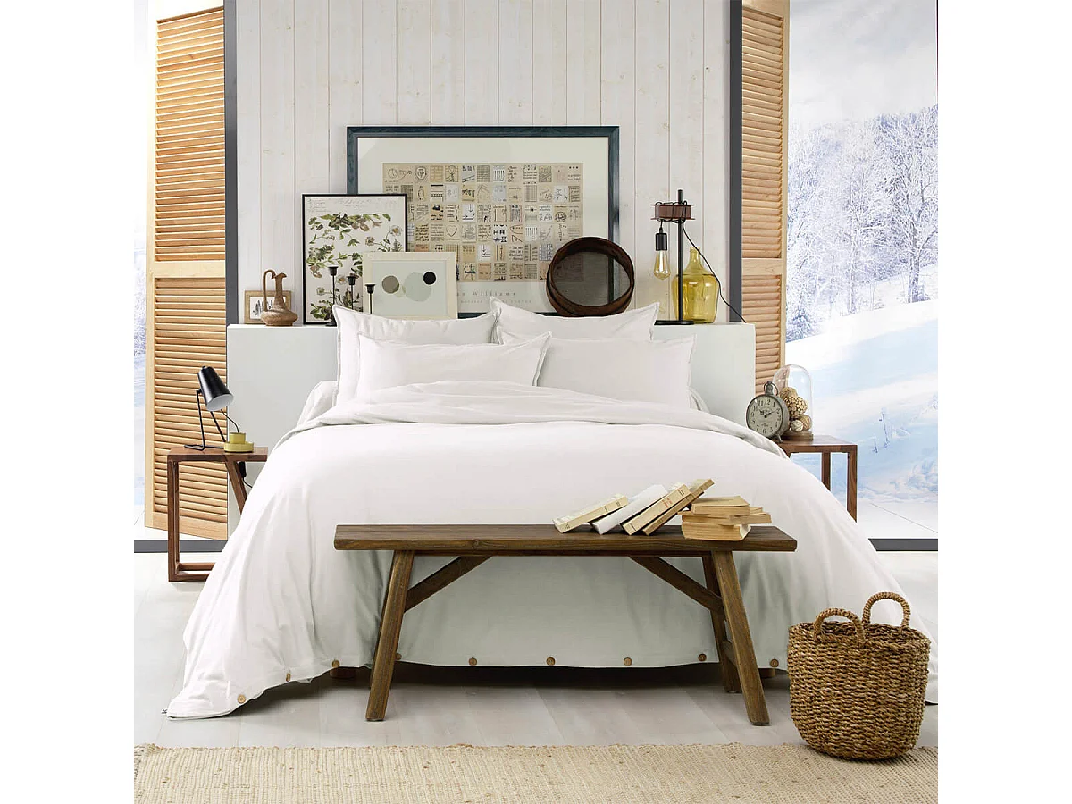 HEDDA - Taie d'Oreiller 63x63cm Flanelle de Coton Coloris Neige