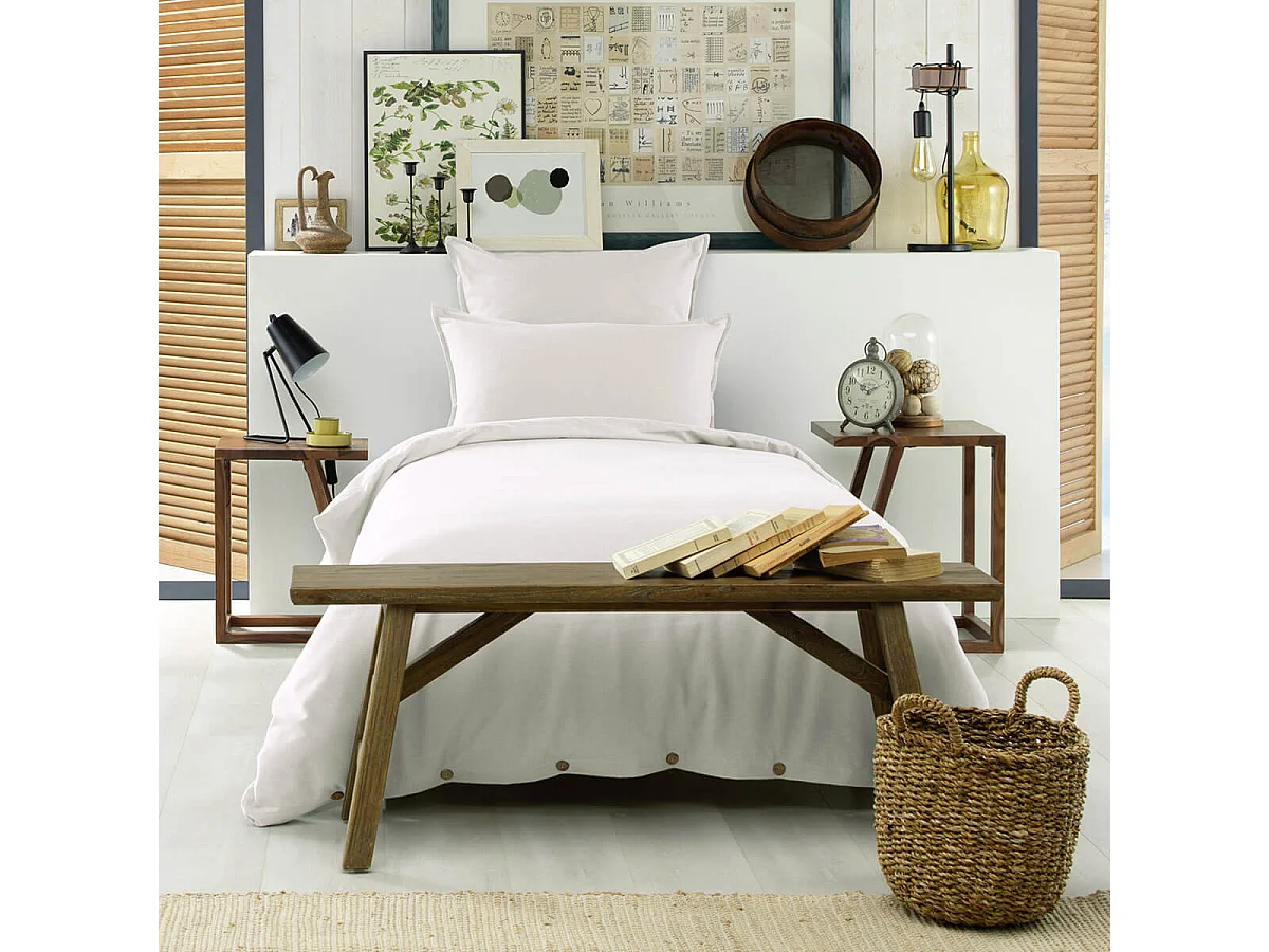 HEDDA - Taie d'Oreiller 63x63cm Flanelle de Coton Coloris Neige