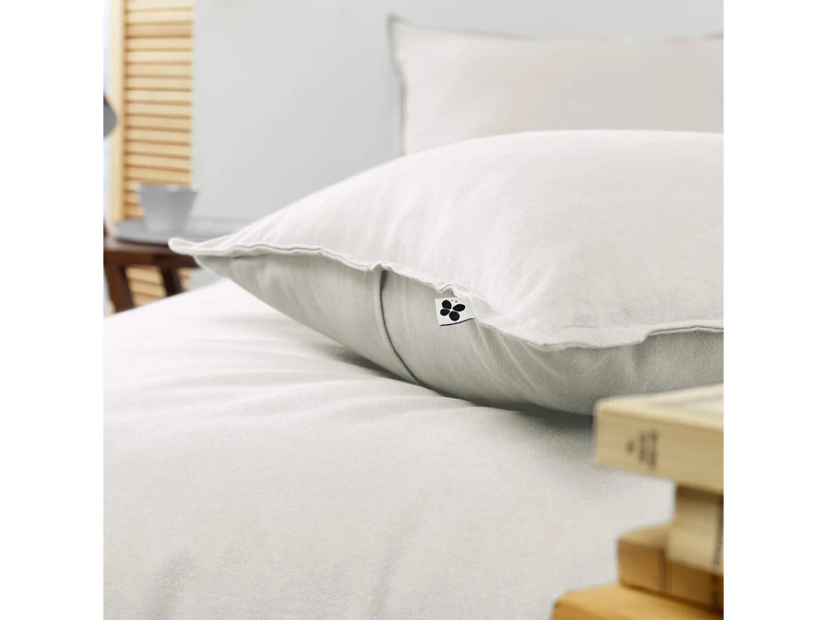 HEDDA - Taie d'Oreiller 63x63cm Flanelle de Coton Coloris Neige