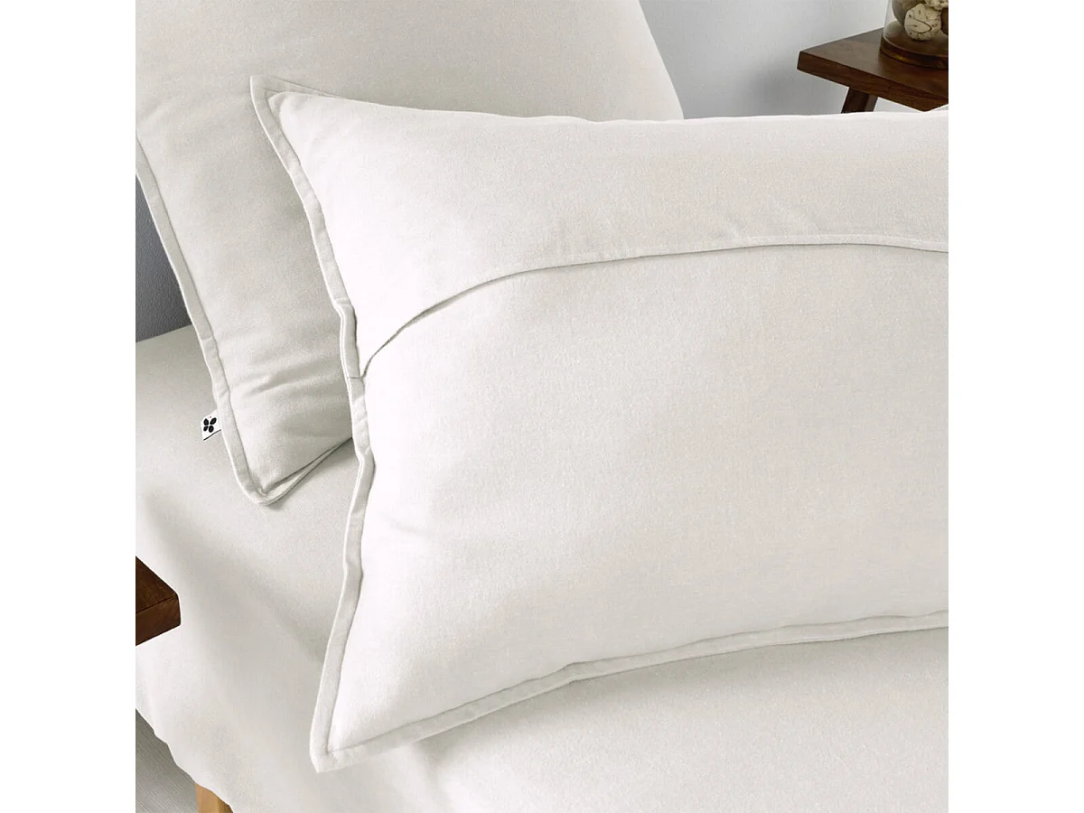 HEDDA - Taie d'Oreiller 50x70cm Flanelle de Coton Coloris Neige