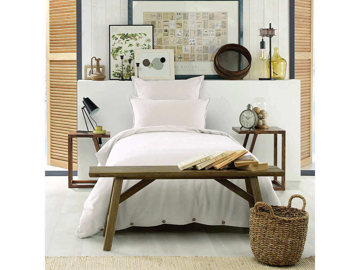 HEDDA - Taie d'Oreiller 50x70cm Flanelle de Coton Coloris Neige