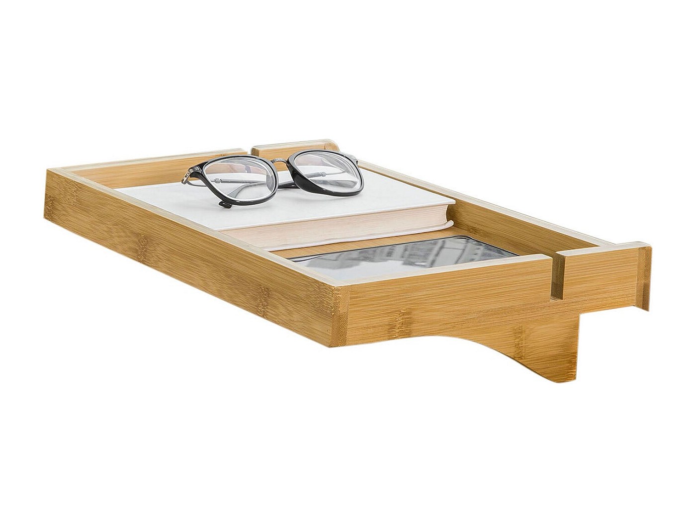 yamagahome Nachtkastje om op te hangen van bamboe, bedrek om vast te klemmen met laden, nachtkastje met bekerhouder en kabelhouder voor bed en stapelbed, kinderkamer en slaapzaal, naturel