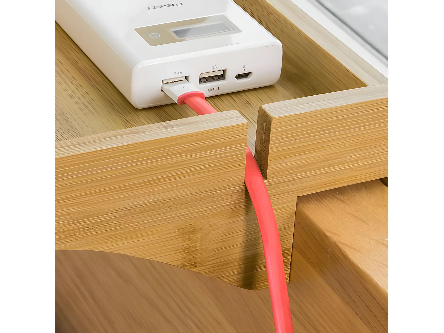 Petite Table de Chevet Étagère Suspendue en Bambou Table de Nuit, NKD01-N