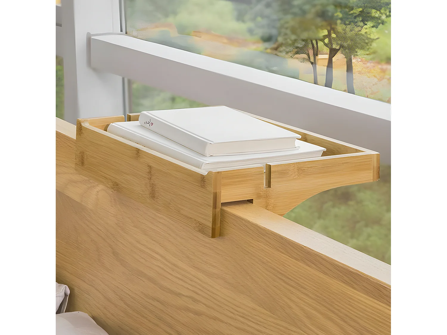 Petite Table de Chevet Étagère Suspendue en Bambou Table de Nuit, NKD01-N