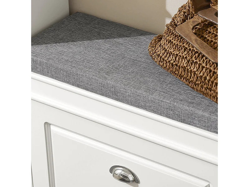 Banc à Chaussures Meuble à Chaussures avec Assise Coussin Rembourré, FSR82-K-W