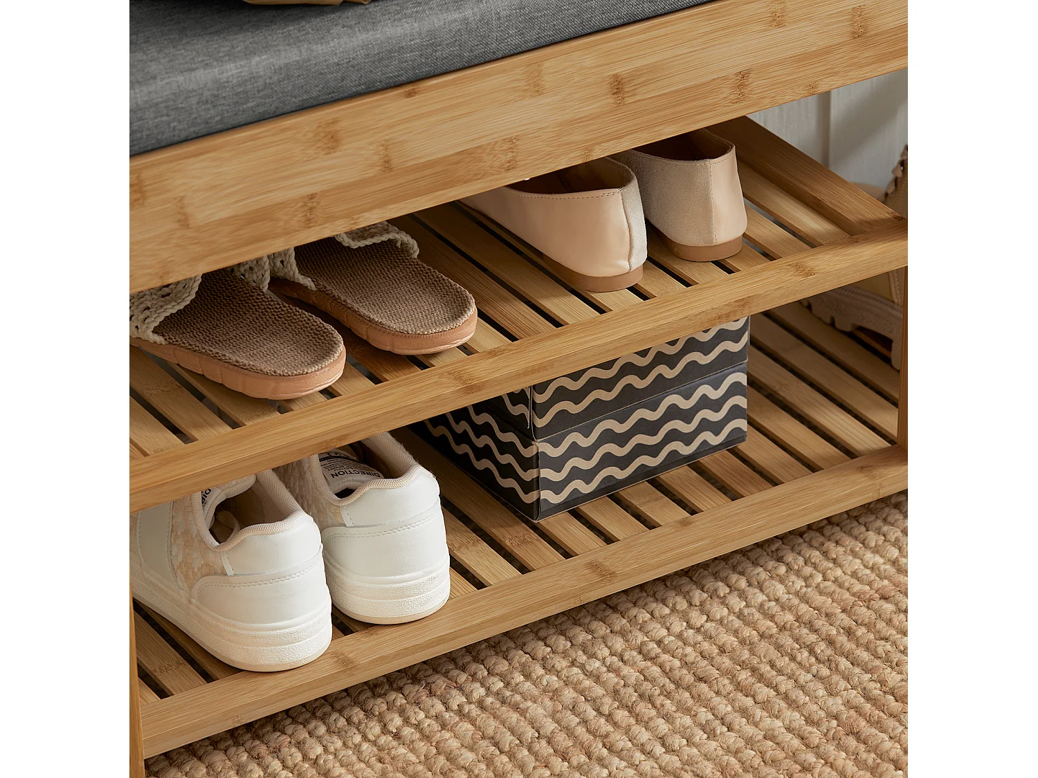 SoBuy Armário de sapatos com prateleira, banco, Banco com sapateira FSR47-N