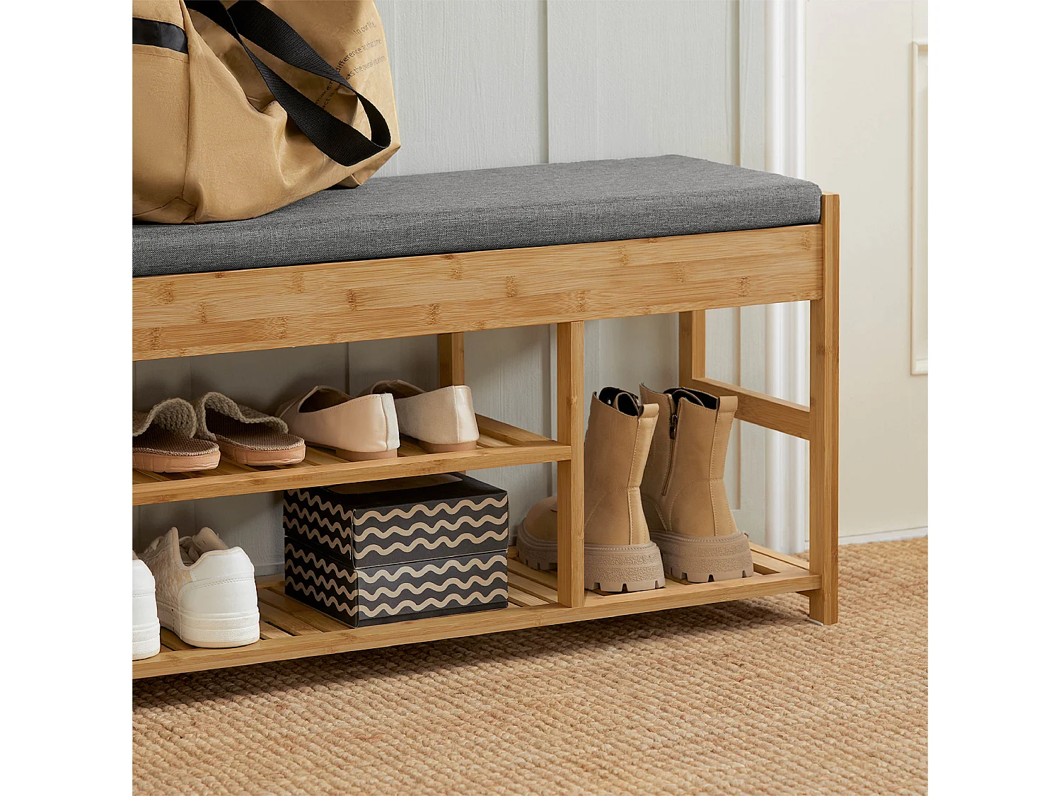 Bambusowa ławka na buty z siedziskiem FSR47-N