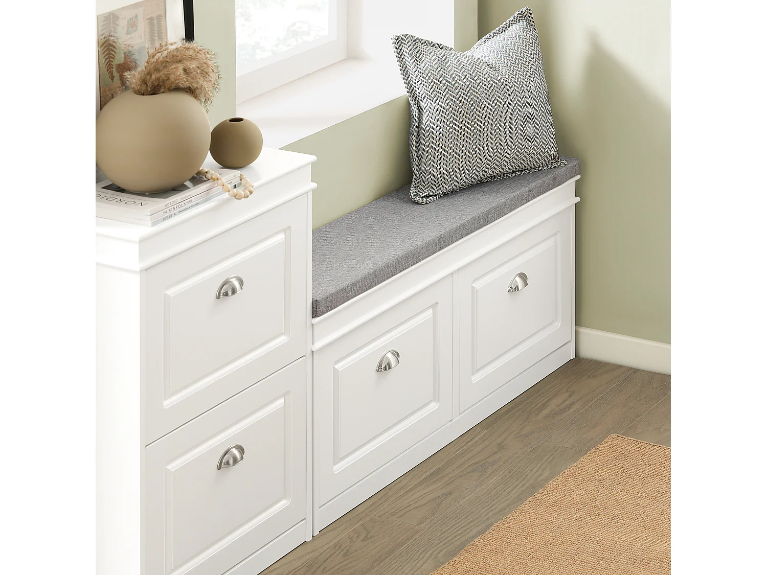 Zapatero Banco con 2 cajones,Banco con almacenaje,L104 x P24 x H52cm 2 Cajones Blanco FSR64-W SoBuy ES