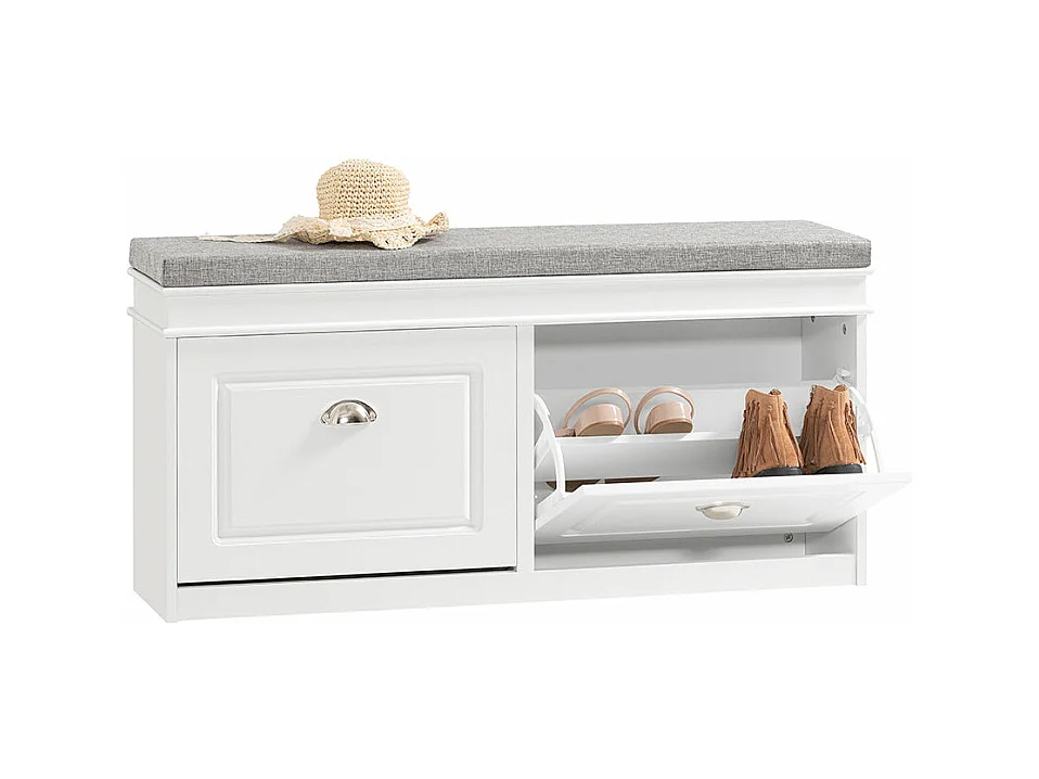 Banc de Rangement à Chaussures Meuble d'entrée avec Coussin, FSR64-W