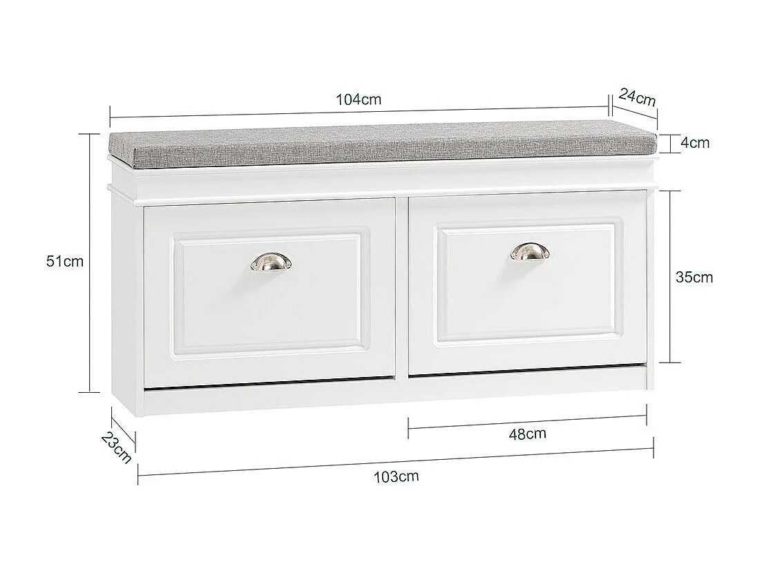 Banc de Rangement à Chaussures Meuble d'entrée avec Coussin, FSR64-W