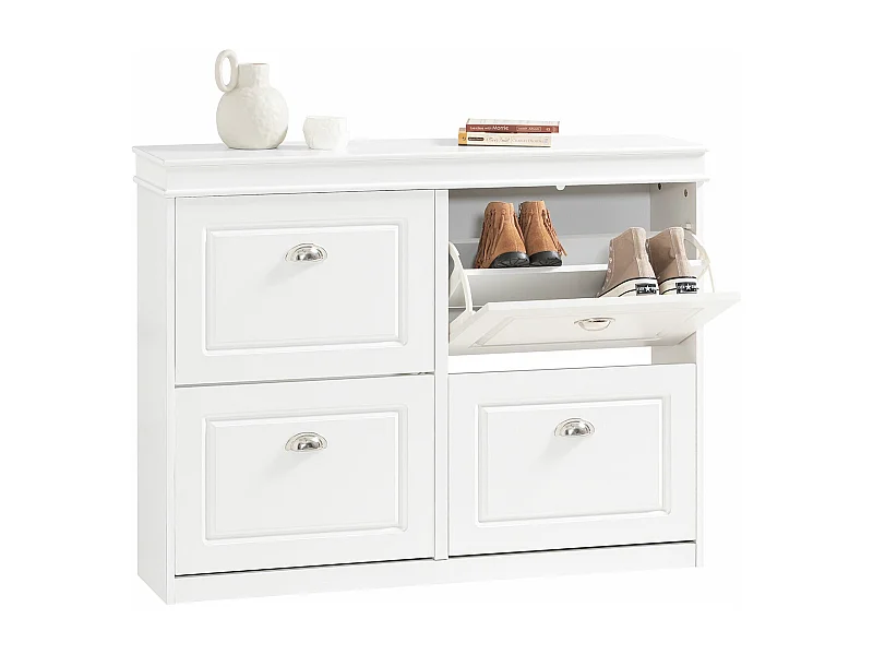 Chaussures Armoire à Chaussures Commode à Chaussures 4 abattants Meuble d'entrée, FSR79-W