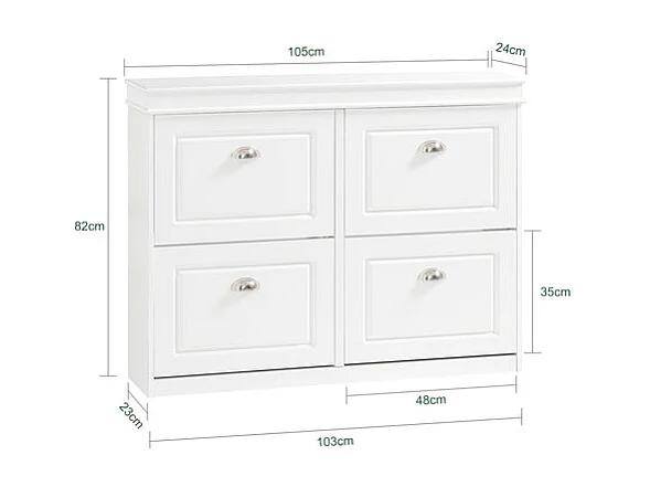 SoBuy FSR79-W Schoenenkast met 4 Kleppen Schoenenrek Schoenenkipper met 8 Planken