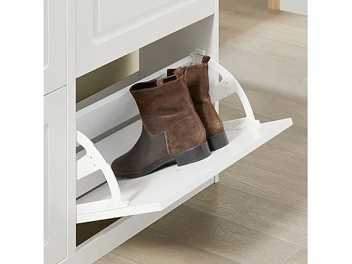 SoBuy FSR79-W Schoenenkast met 4 Kleppen Schoenenrek Schoenenkipper met 8 Planken