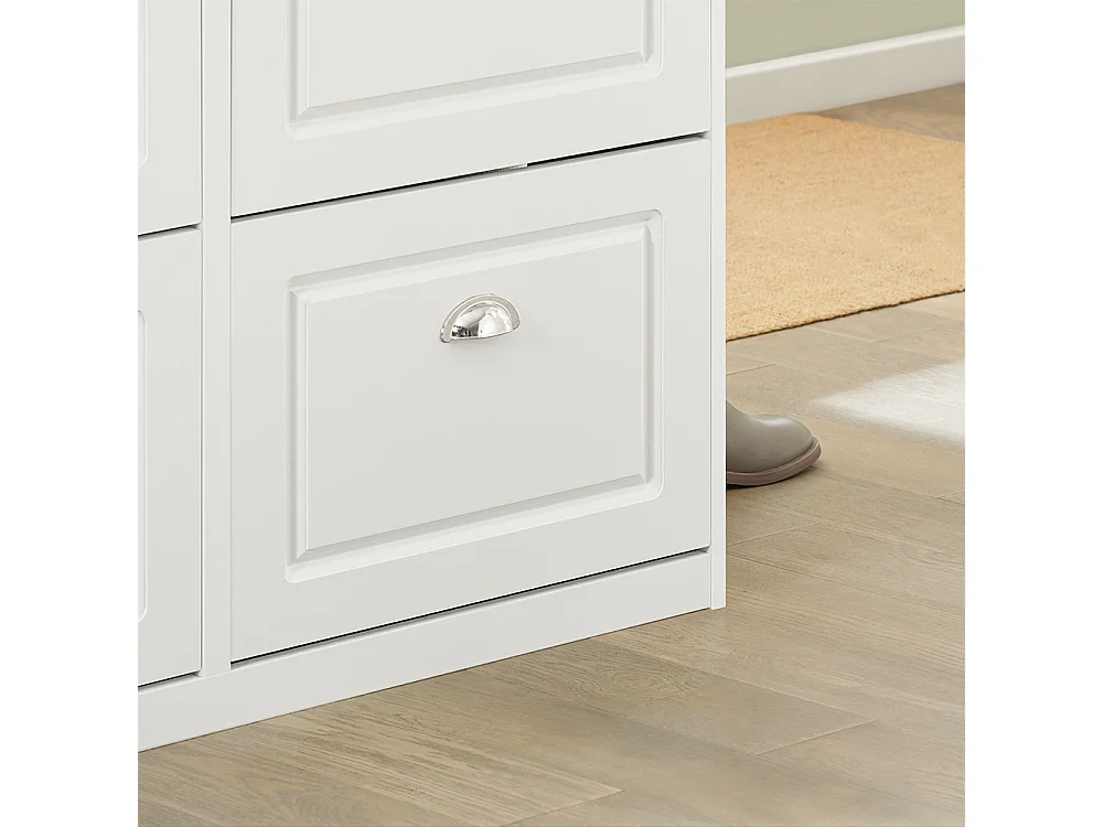 SoBuy FSR79-W Schoenenkast met 4 Kleppen Schoenenrek Schoenenkipper met 8 Planken