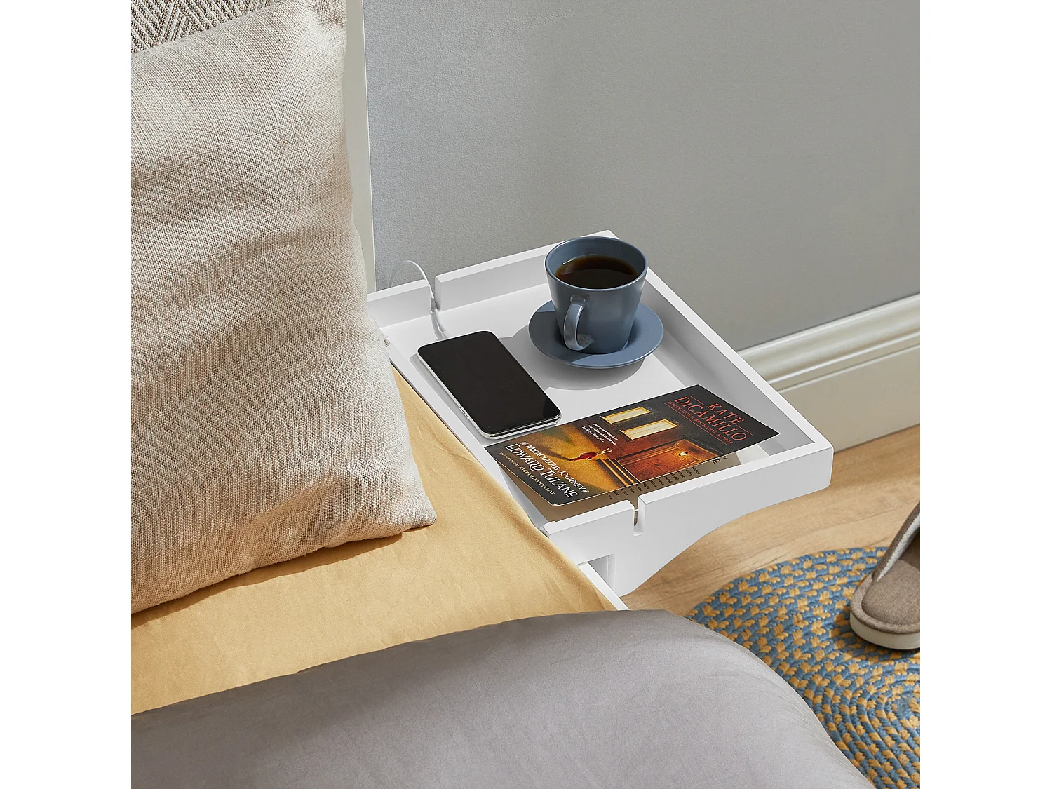 Petite Table De Chevet Étagère Suspendue En Bambou Table De Nuit Pour Les Petites Chambres, Nkd01-w