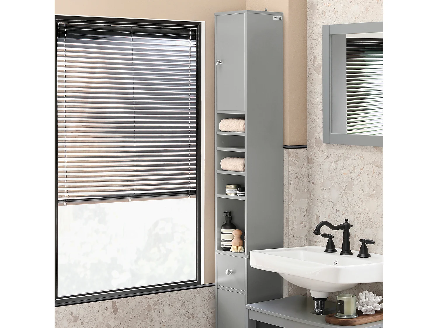 Meuble De Rangement Salle D Bain Meuble Colonne Armoire De Toilette Meuble Wc Gris, BZr34-hg