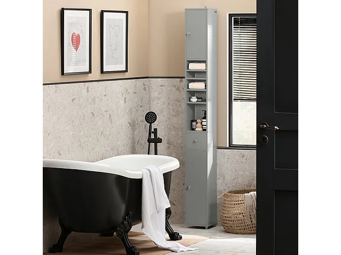 Meuble De Rangement Salle D Bain Meuble Colonne Armoire De Toilette Meuble Wc Gris, BZr34-hg