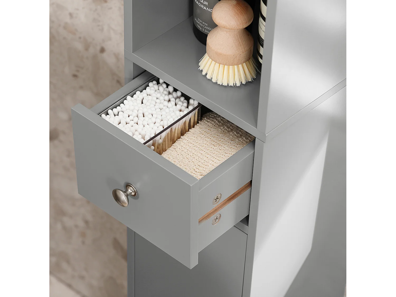 Meuble De Rangement Salle D Bain Meuble Colonne Armoire De Toilette Meuble Wc Gris, BZr34-hg