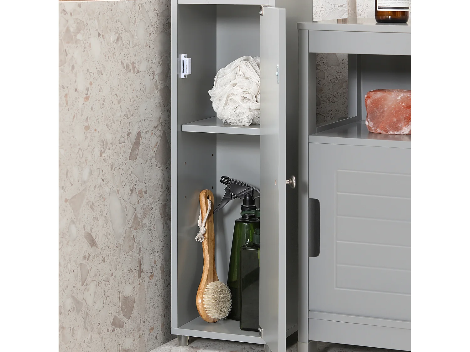 Meuble De Rangement Salle D Bain Meuble Colonne Armoire De Toilette Meuble Wc Gris, BZr34-hg