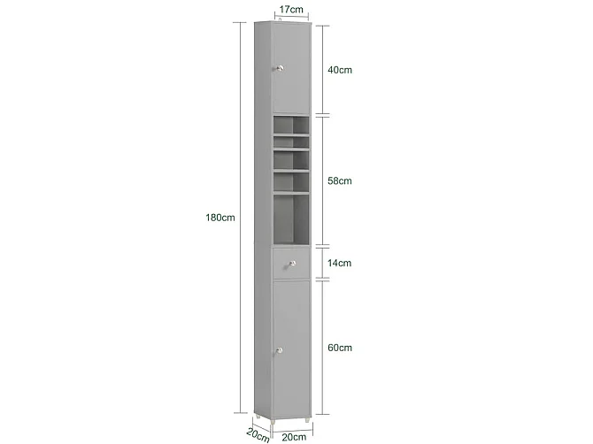 Meuble De Rangement Salle D Bain Meuble Colonne Armoire De Toilette Meuble Wc Gris, BZr34-hg