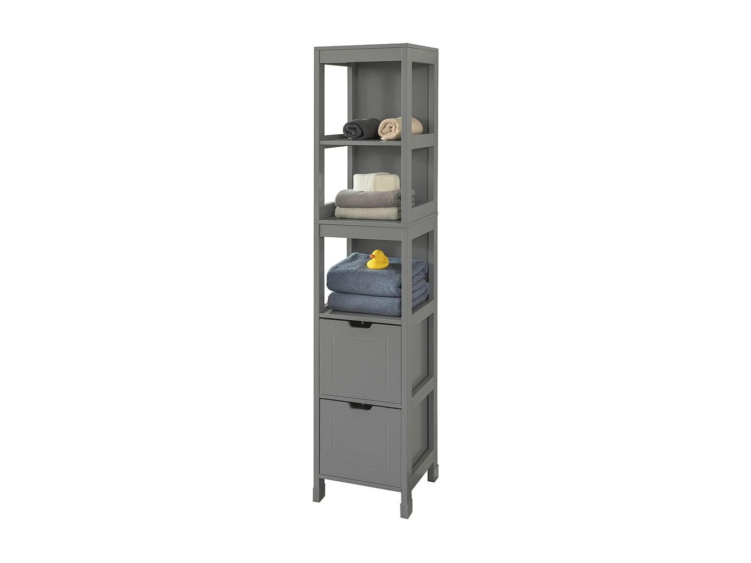 Mueble Columna de baño Armario para baño-3 estantes y 2 Cajones Gris Oscuro FRG126-SG SoBuy ES