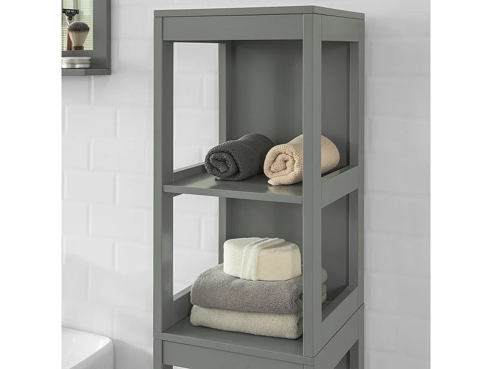 Meuble Colonne de Salle de Bain Armoire Haute – 4 étagères et 2 tiroirs, FRG126-SG