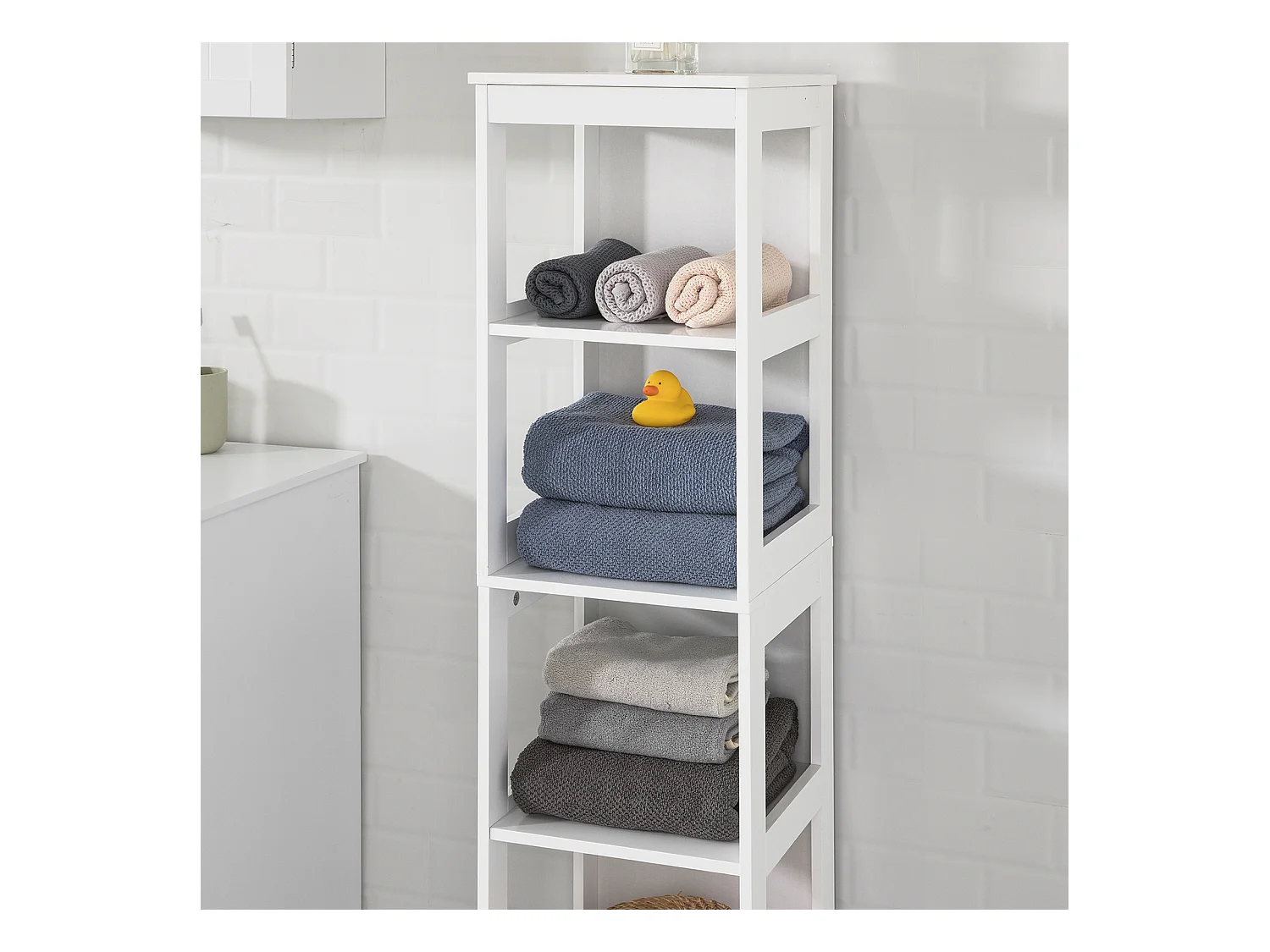 Wysoka szafka łazienkowa z półką BZR14-W