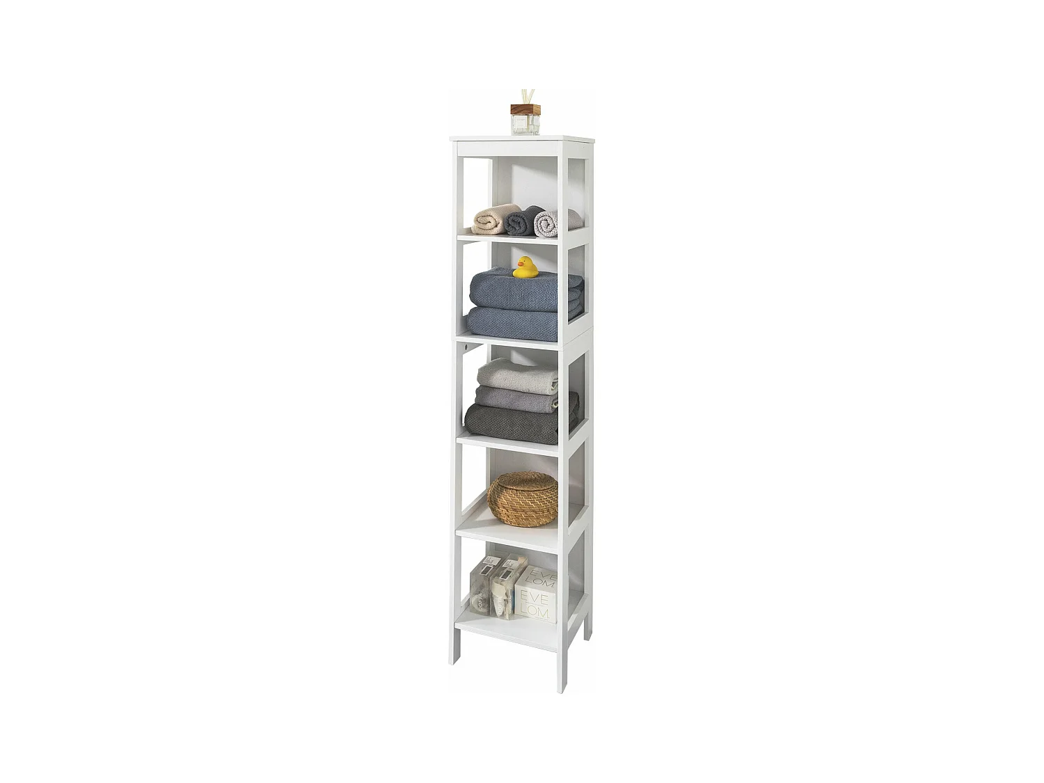 Meuble Colonne De Salle De Bain Armoire Haute Étagère De Salle De Bain Avec 6 Étagères,bzr14-w