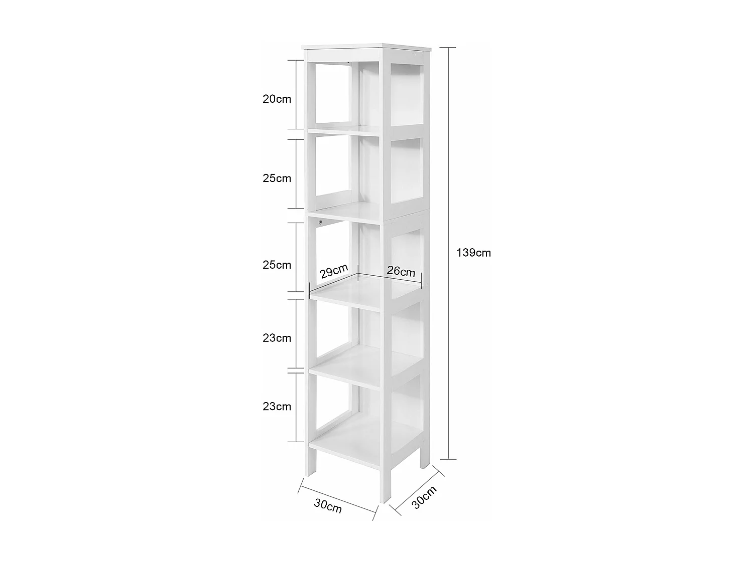 Meuble Colonne De Salle De Bain Armoire Haute Étagère De Salle De Bain Avec 6 Étagères,bzr14-w