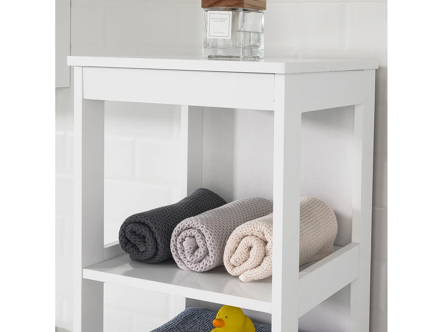 Meuble Colonne De Salle De Bain Armoire Haute Étagère De Salle De Bain Avec 6 Étagères,bzr14-w