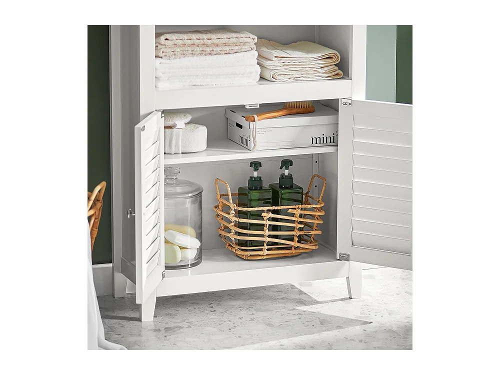 SoBuy BZR13-W Badkamerkast Dressoir Badkamermeubel Badkamerkast met twee planken