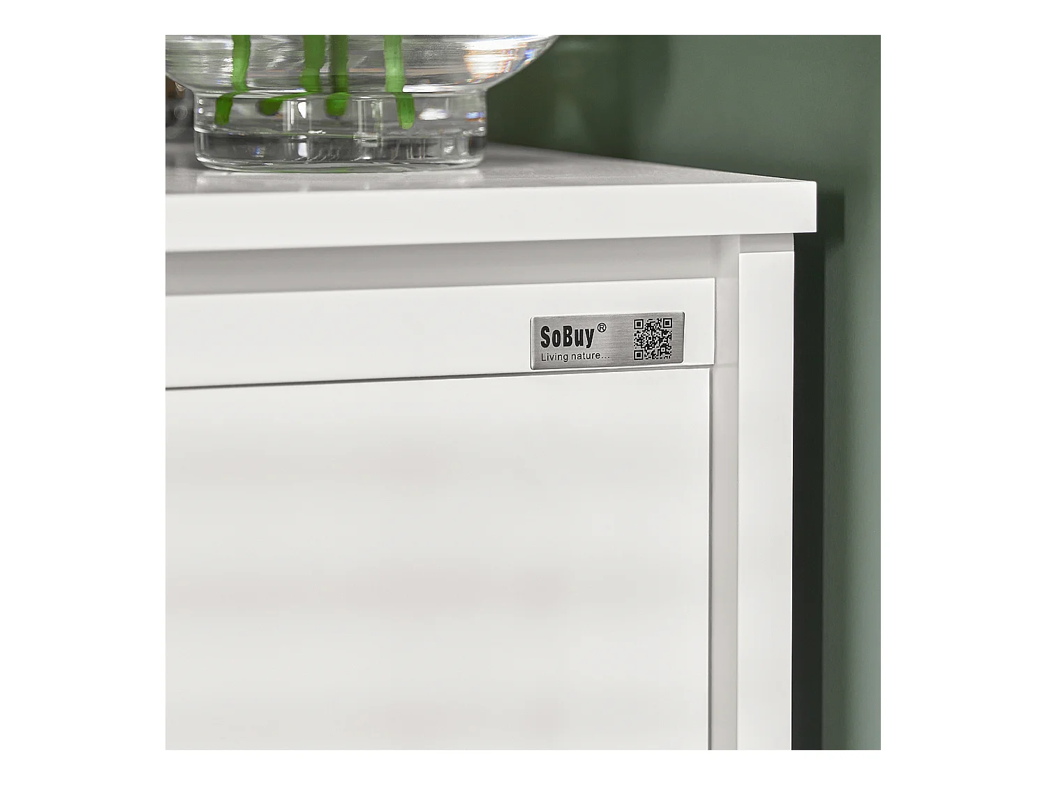 SoBuy BZR13-W Badkamerkast Dressoir Badkamermeubel Badkamerkast met twee planken