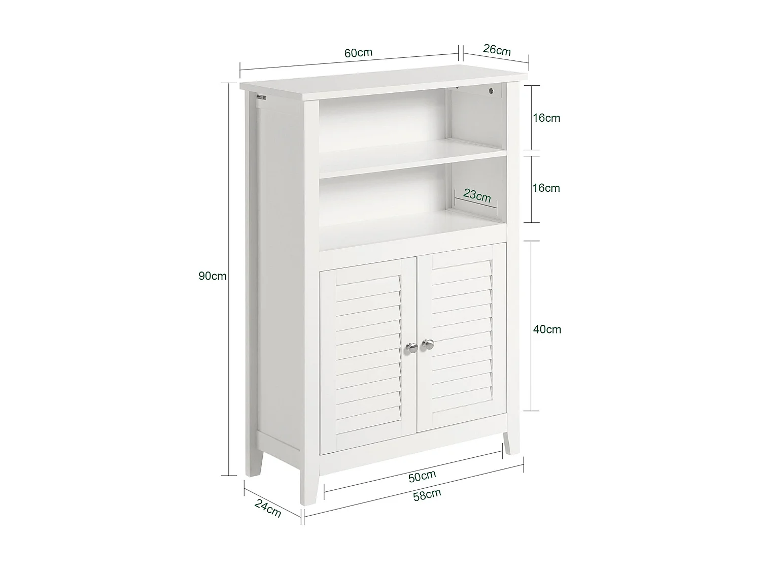 Badschrank BZR13-W 60 x 90 x 26 cm Weiß