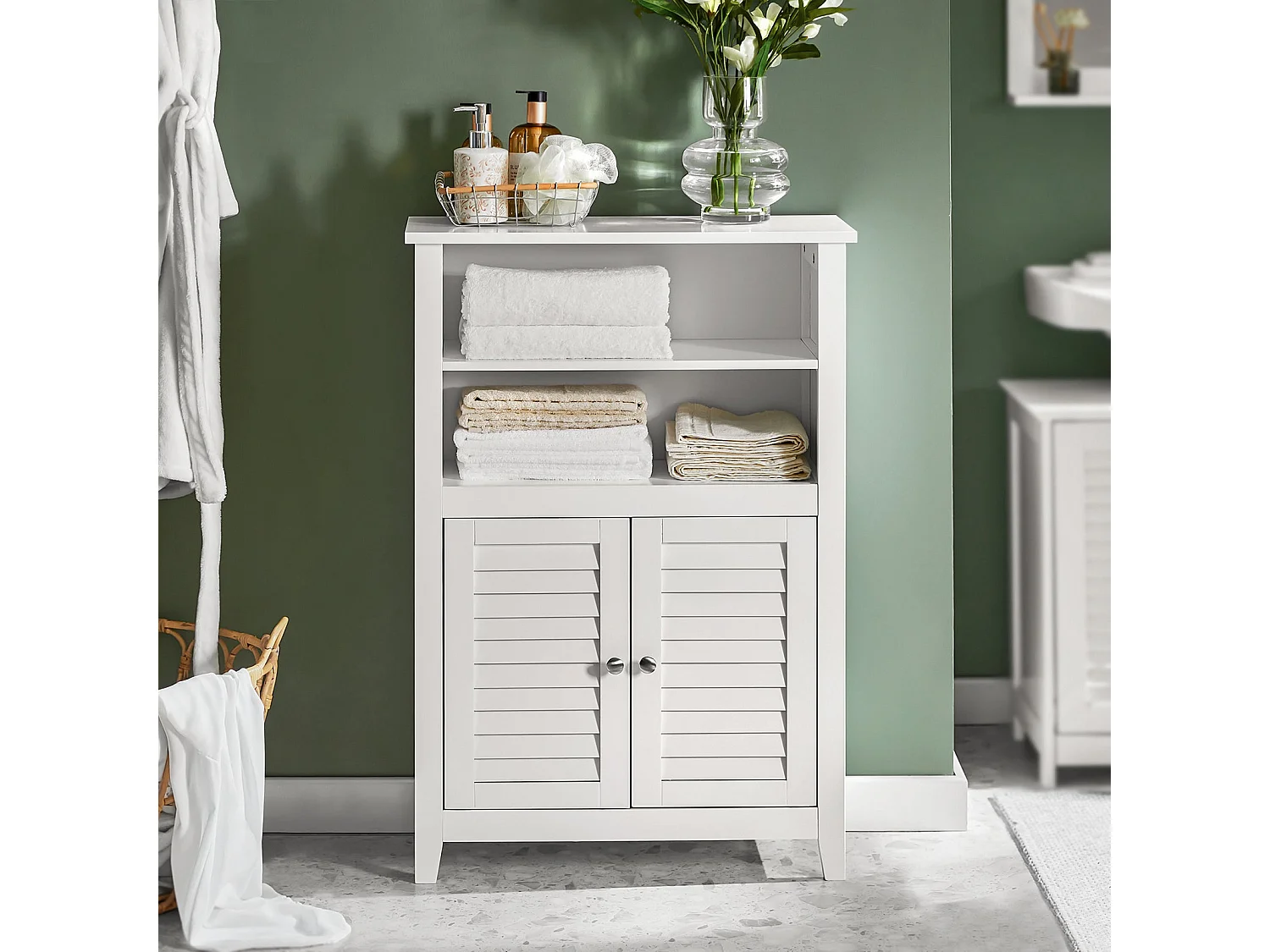 Badschrank BZR13-W 60 x 90 x 26 cm Weiß
