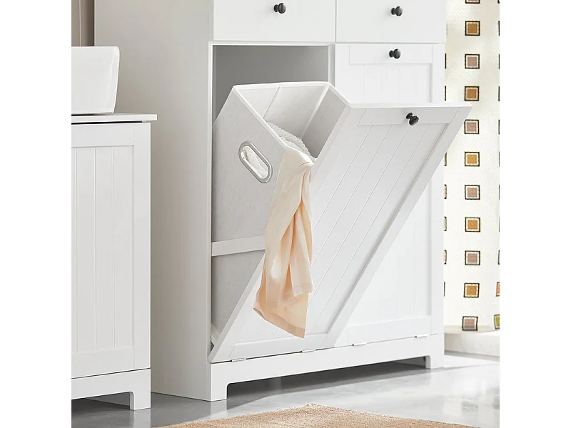 Cesto para Ropa Sucia Armario Multifuncional con 2 Cestos y 2 Cajones 78x38x90 cm Blanco BZR33-W SoBuy ES